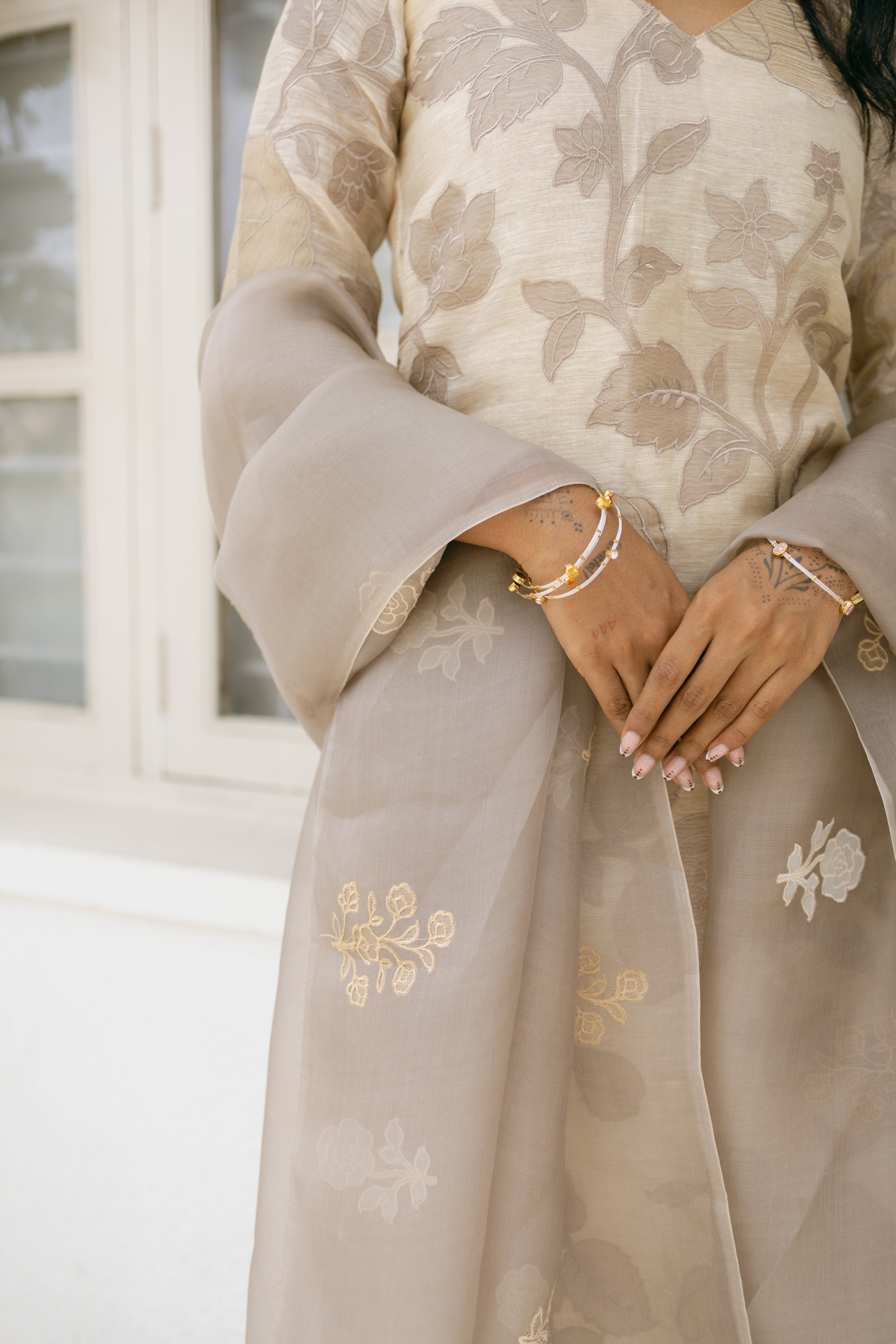 Pure Chanderi Silk Dress Material with Organza Dupatta