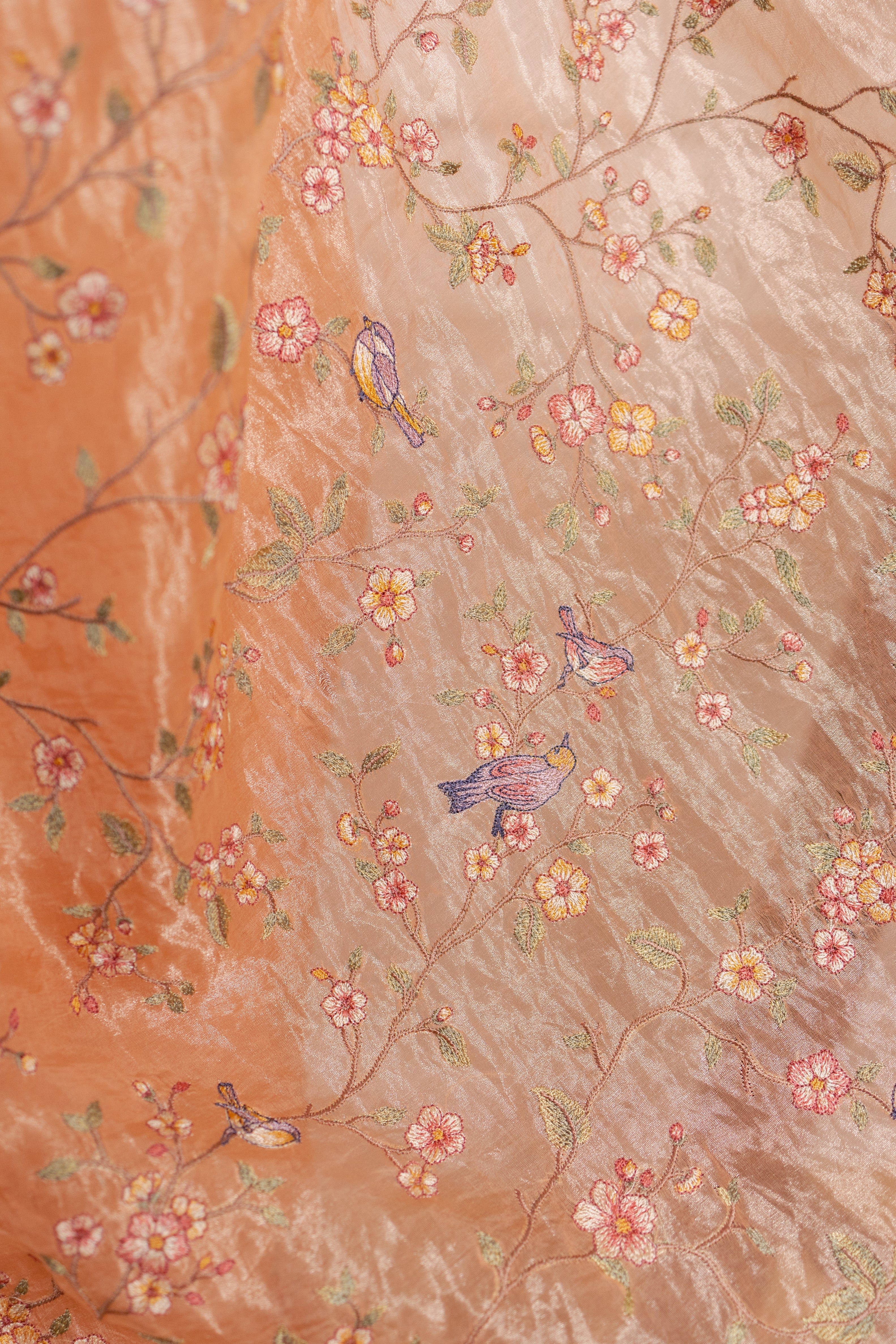 Floral Embroidered Tissue Silk Saree