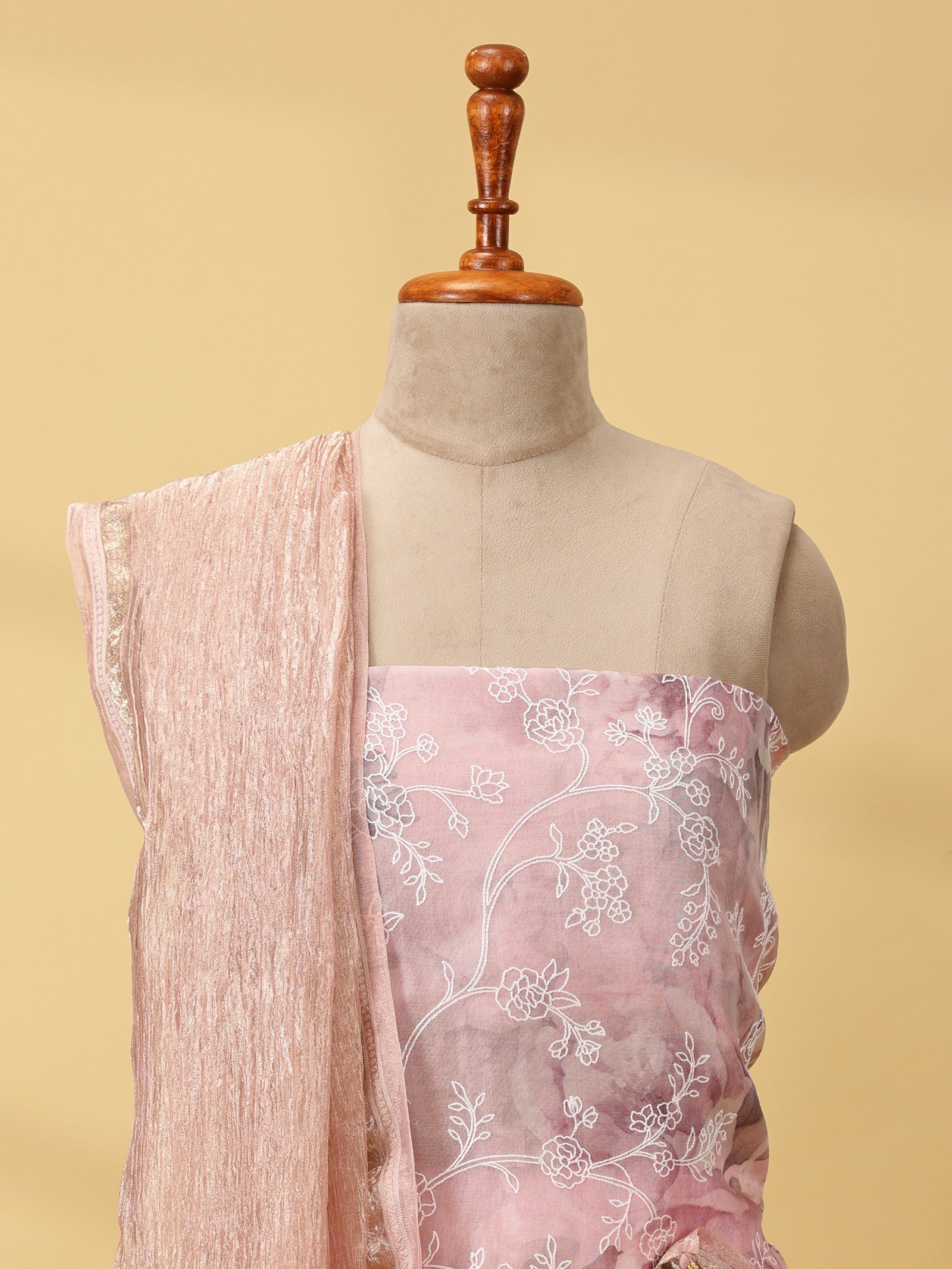 Pure Organza & Tissue Silk Dress Material Set with Embroidery & Digital Print