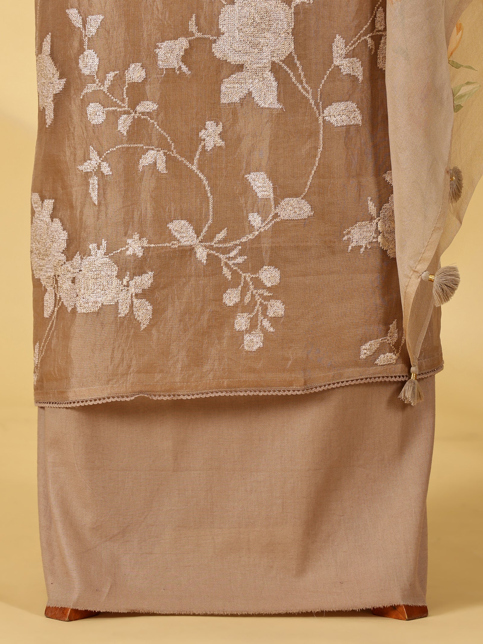 Pure Organza Silk Dress Material Set with Resham Embroidery