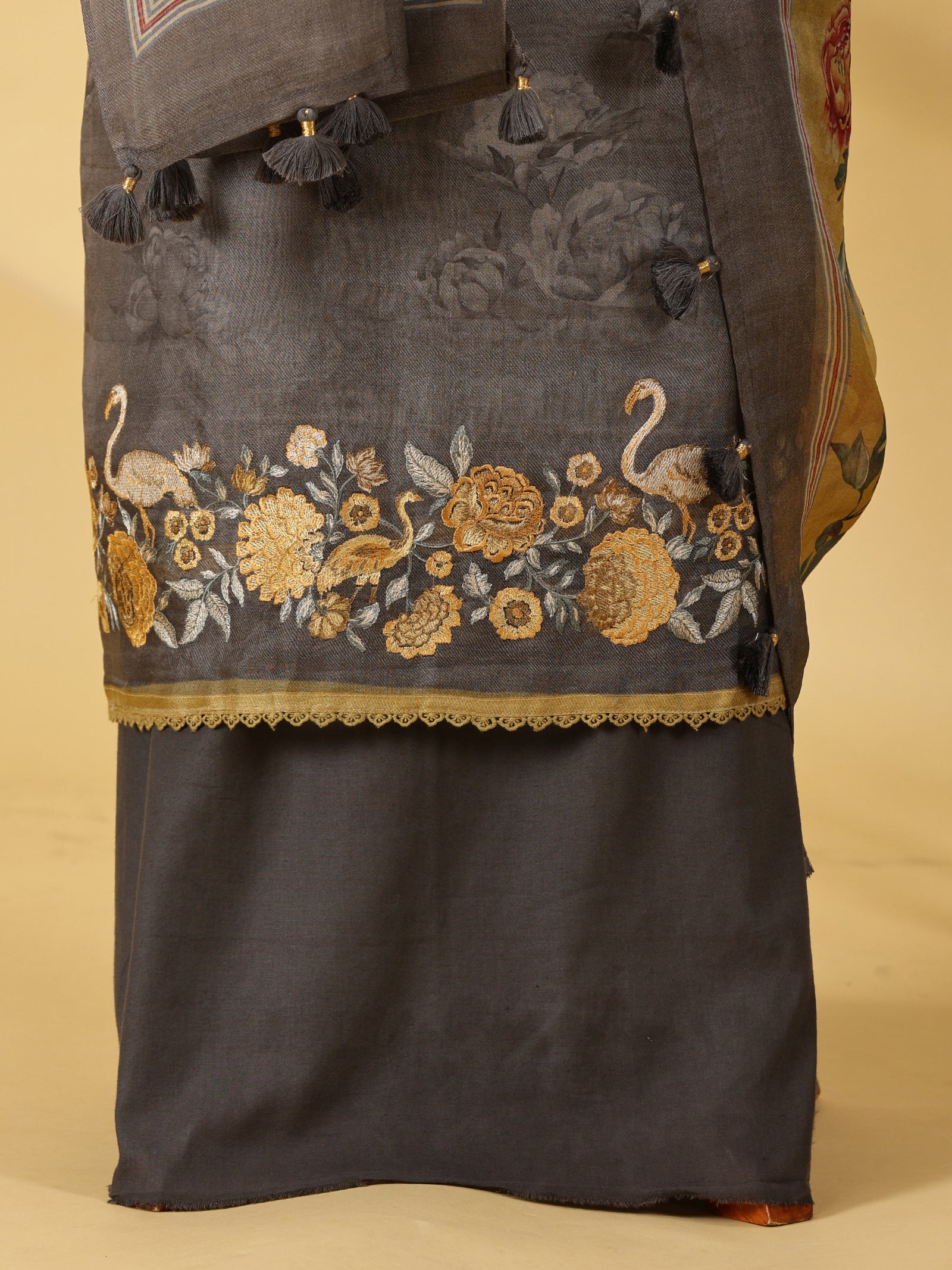 Pure Organza Silk Dress Material Set with Embroidery & Digital Print