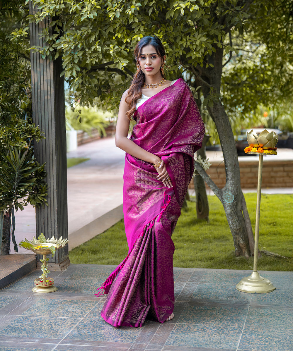 Handloom Silk Saree - Pink Brocade Saree