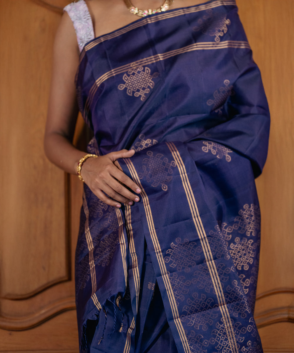 Handloom Silk Saree - Royal Blue With Jari Butta