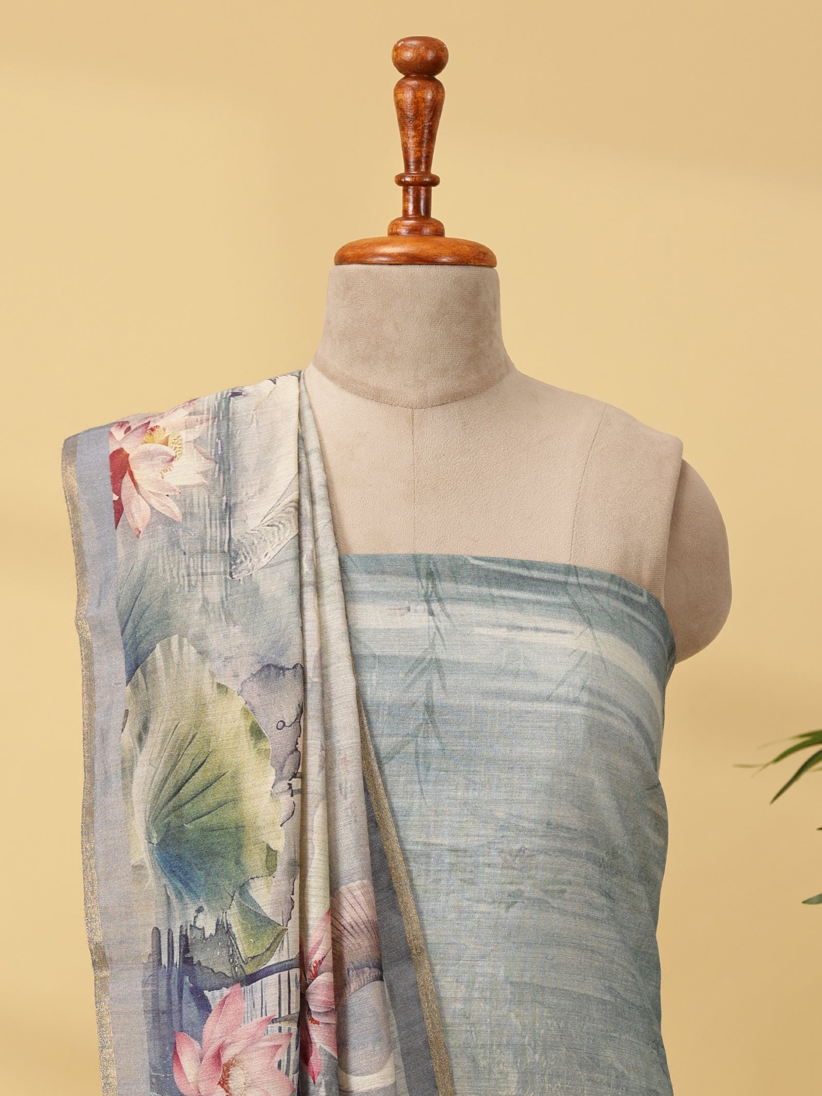 Pure Silk Unstitched Dress Material Set with Digital Print