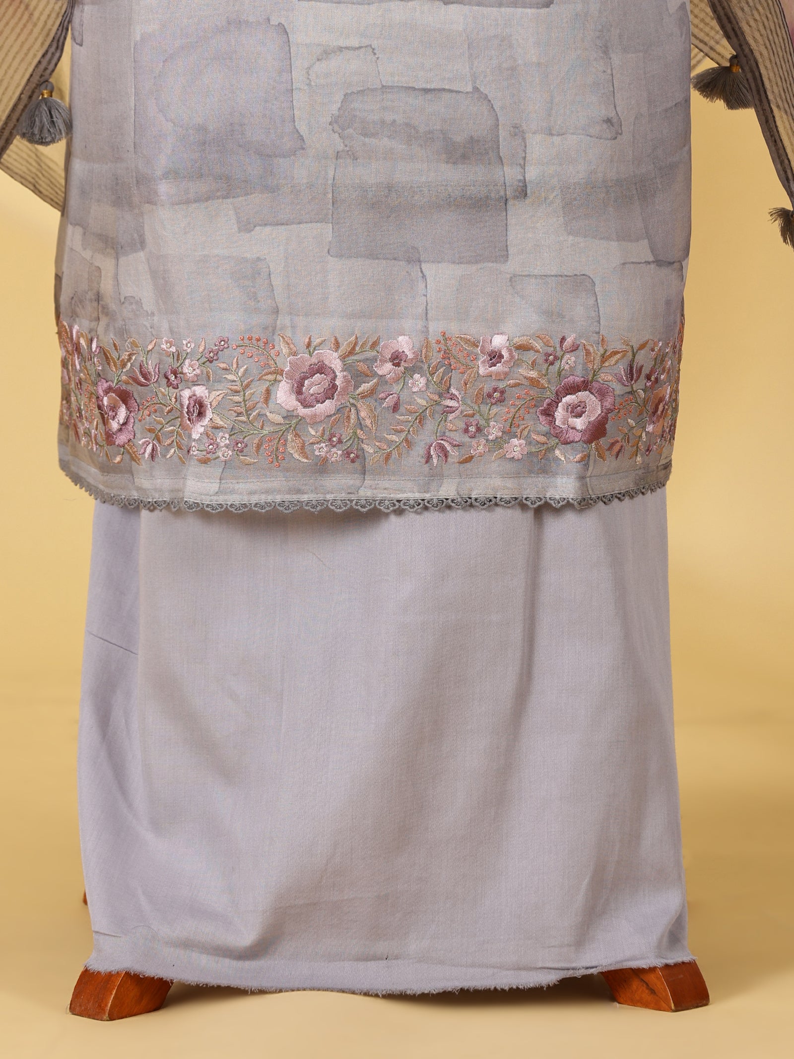 Pure Organza Silk Dress Material Set with Embroidery & Digital Print