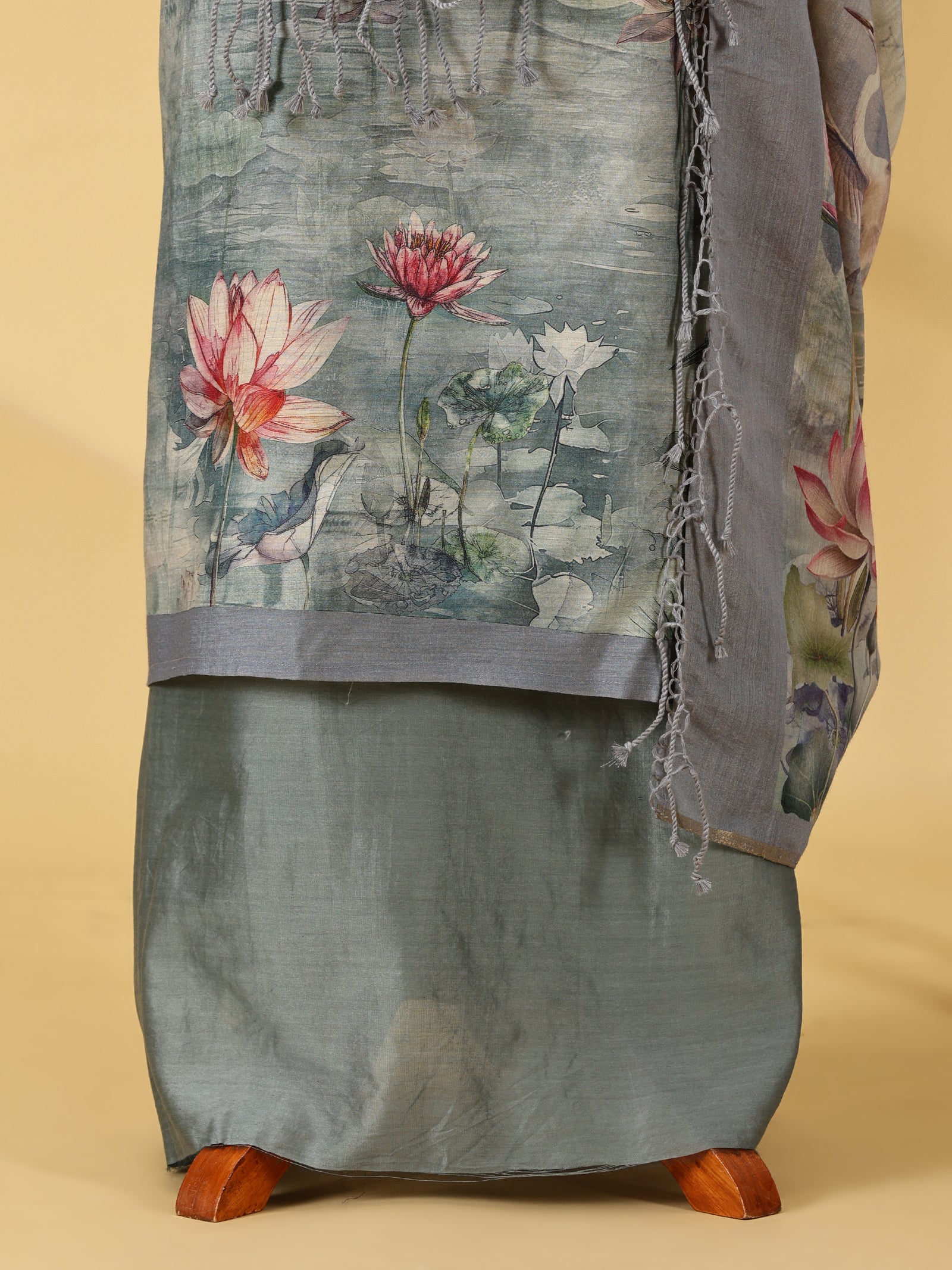 Pure Silk Unstitched Dress Material Set with Digital Print