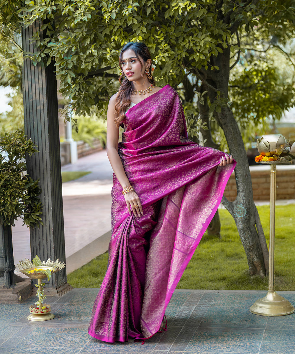 Handloom Silk Saree - Pink Brocade Saree