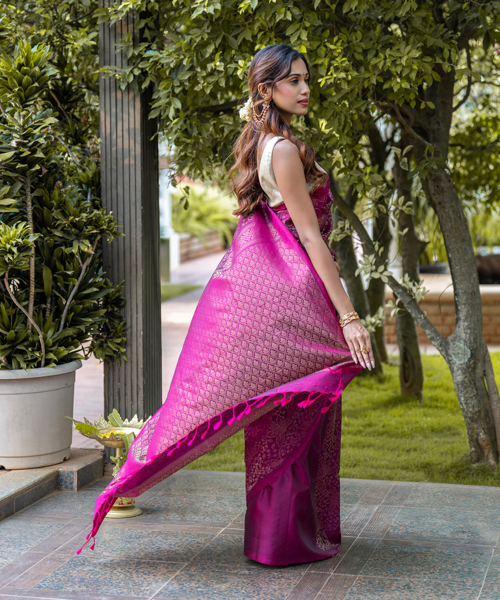 Handloom Silk Saree - Pink Brocade Saree