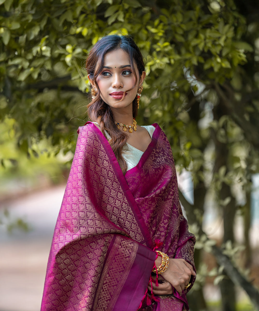 Handloom Silk Saree - Pink Brocade Saree