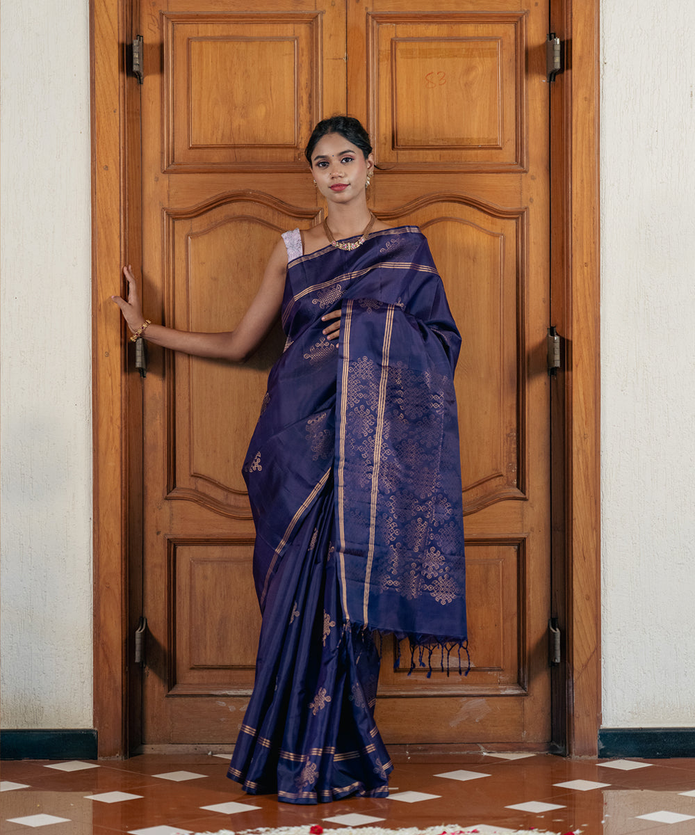 Handloom Silk Saree - Royal Blue With Jari Butta