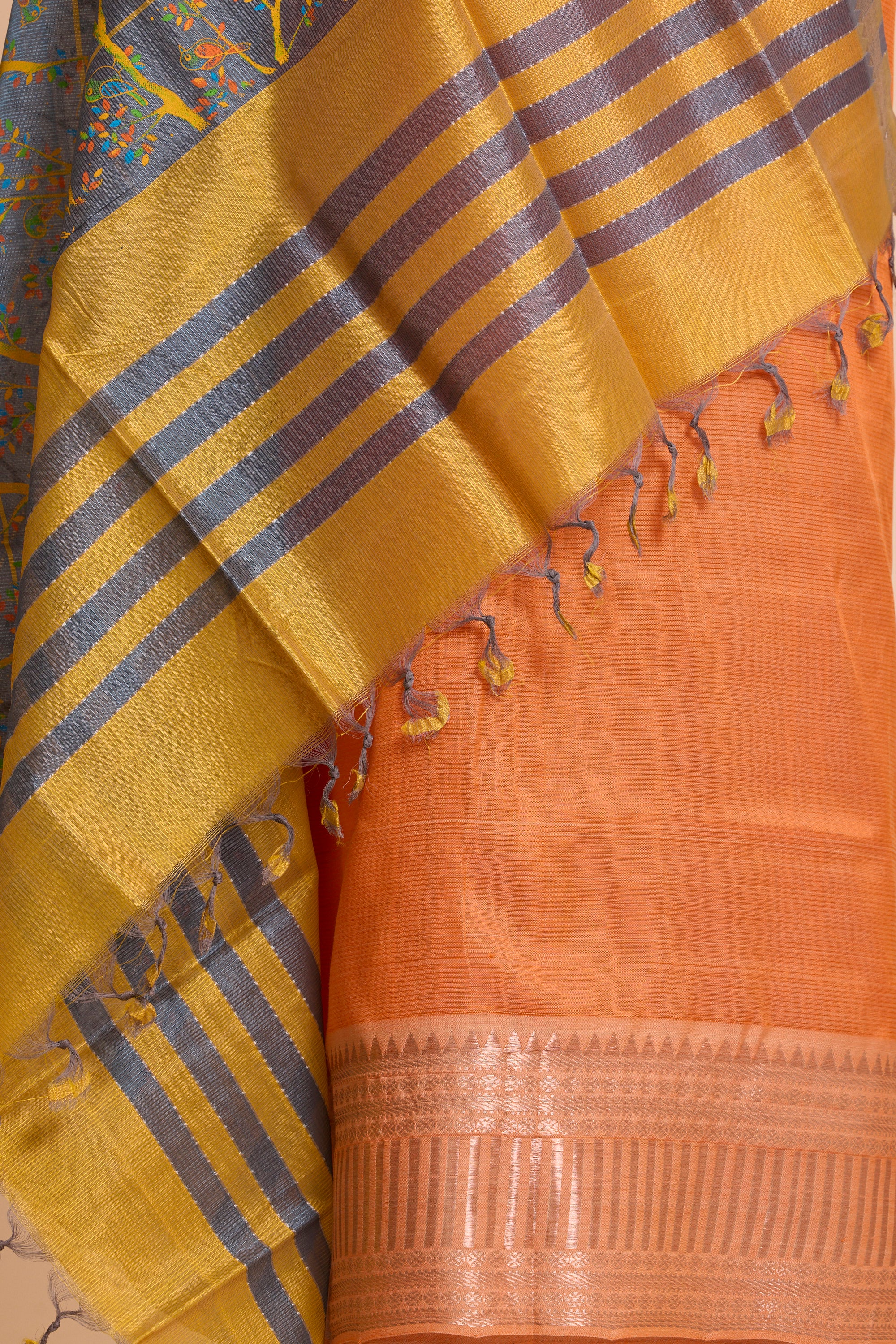 Cadmium Orange Silk-Cotton Unstitched Dress Material with Duppatta